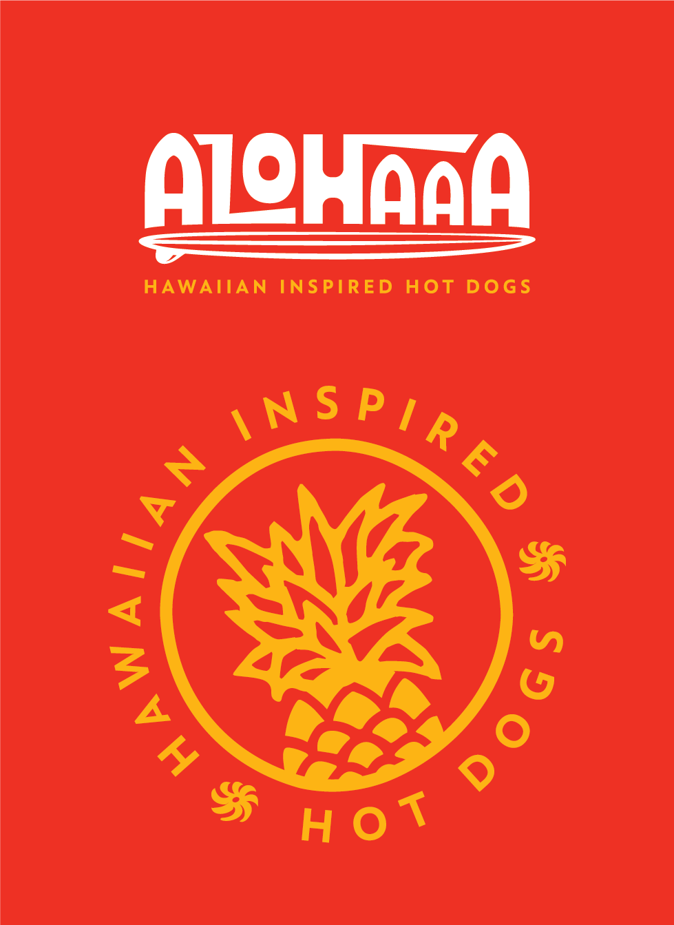 Alohaaa hot dog packaging and brand detail