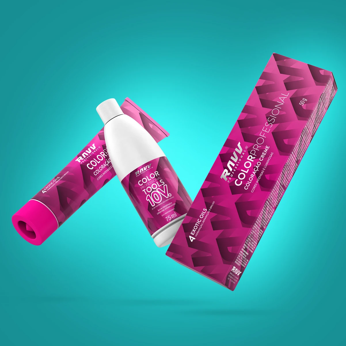 Ravv Color hair products packaging