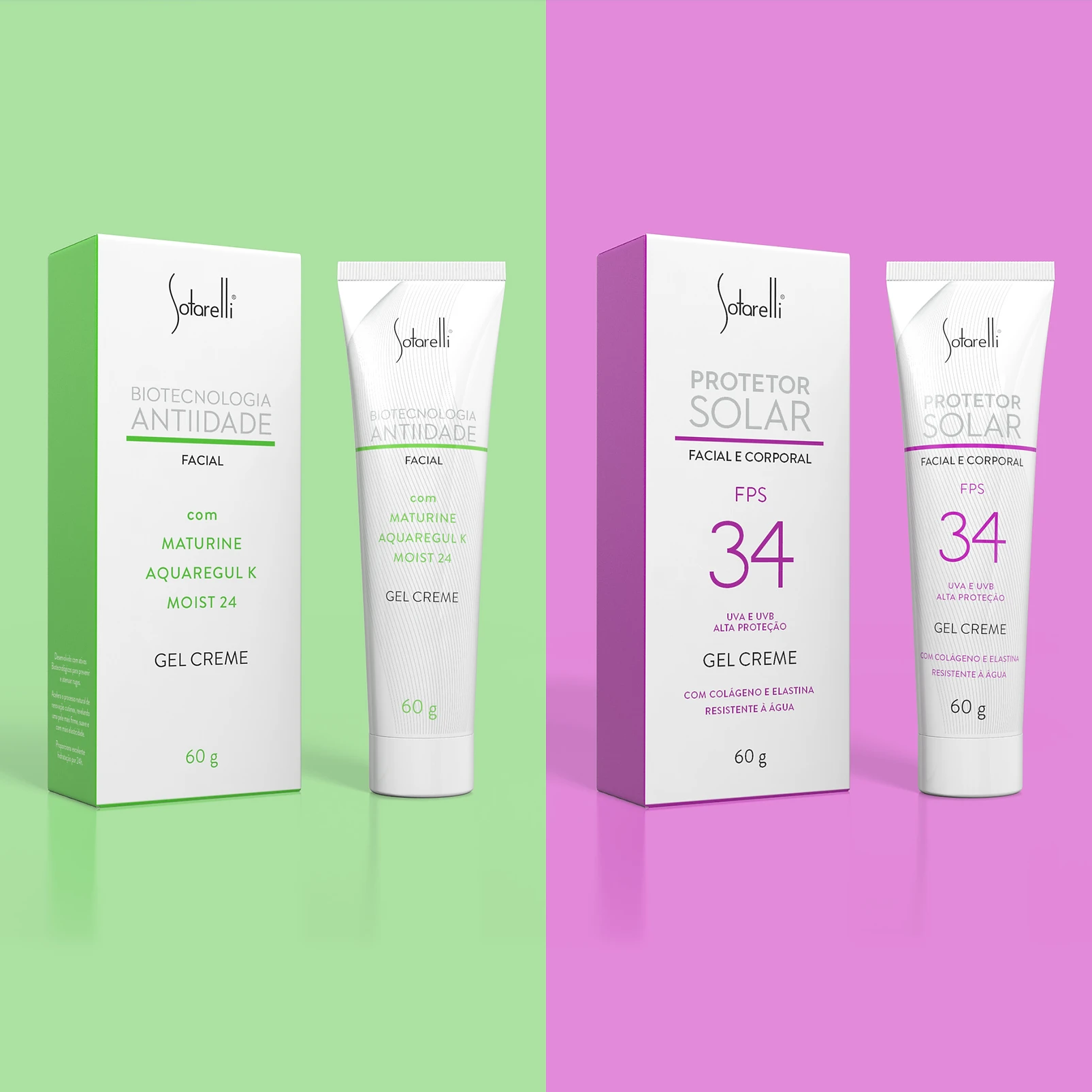 Sotarelli sunscreen and anti-aging cream packaging